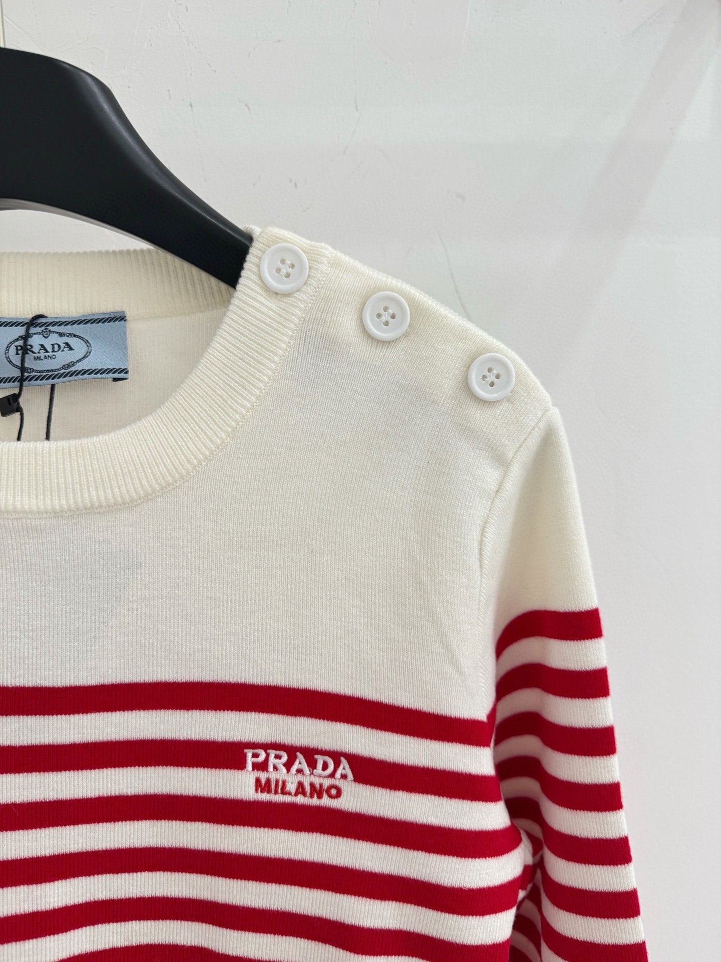 Prada 2025 Striped Knit Sweater Blue and Red Wool