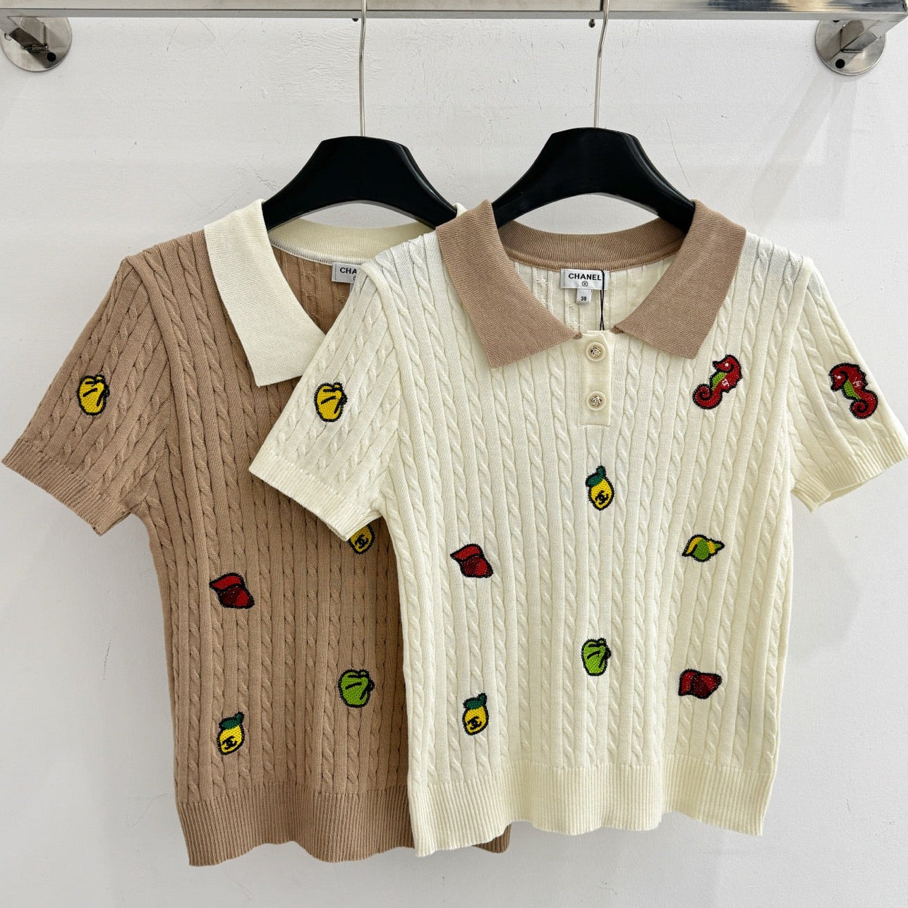 Chanel 2026 Fruit Embroidery Short-Sleeve Shirt Wool 732776