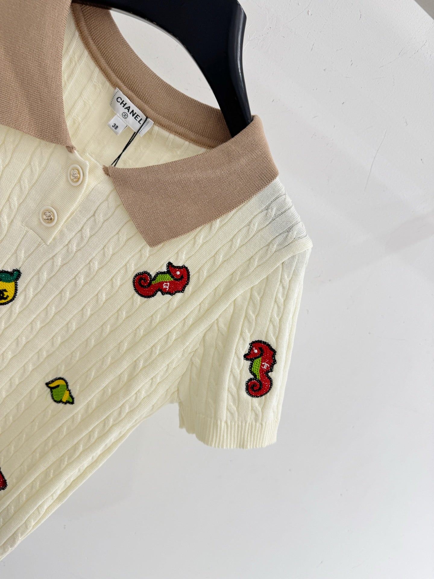 Chanel 2026 Fruit Embroidery Short-Sleeve Shirt Wool 732776