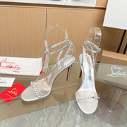 CL So Me 105 mm Strappy Sandal Silver Imported Rivets with Sheepskin 251016