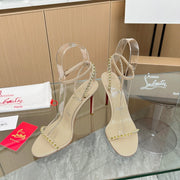 CL So Me 105 mm Strappy Sandal Cream Imported Rivets with Sheepskin 251017