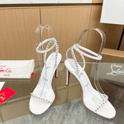 CL So Me 105 mm Strappy Sandal White Imported Rivets with Sheepskin 251018