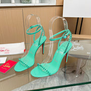 CL So Me 105 mm Strappy Sandal Grass Green Imported Rivets with Sheepskin 251020