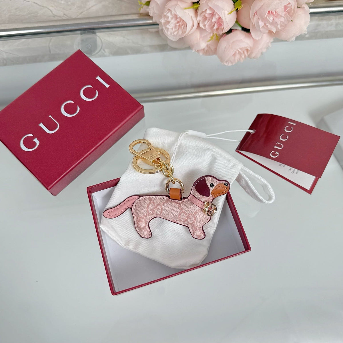 Gucci Dog-shaped  Light Pink Bag Charm