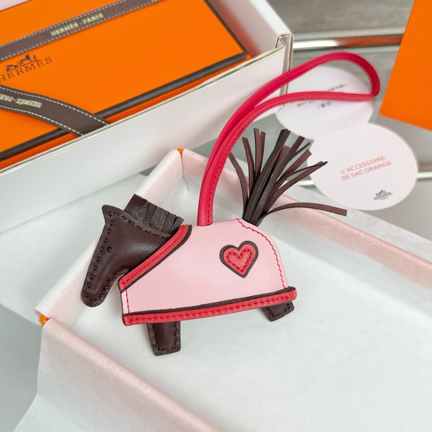 HM Rodeo Robeo Heart PM Charm Pink mix Chocolate Lambskin