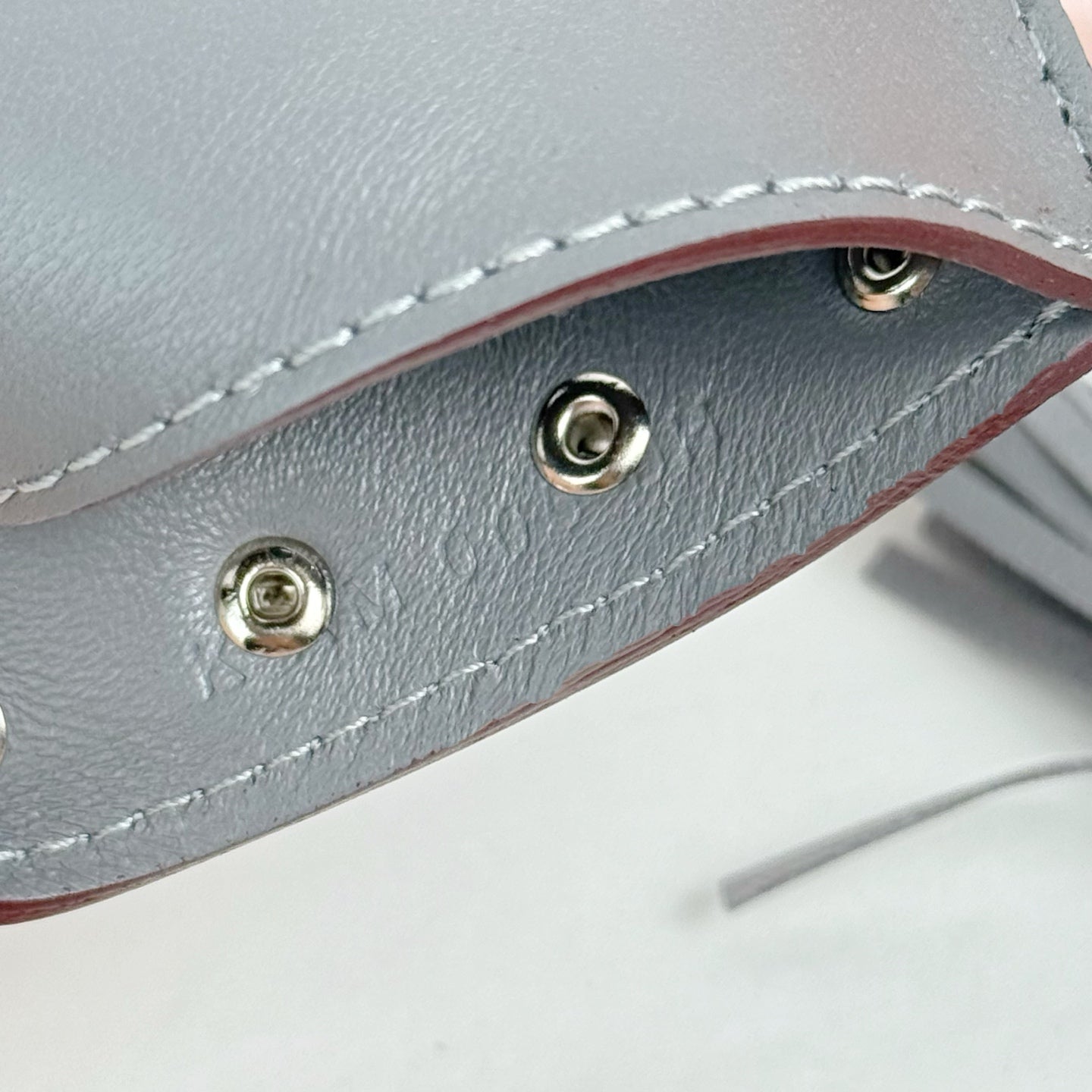 HM Rodeo Robeo Coeur Pony Bag Charm With Silver-tone Studs Gray Lambskin