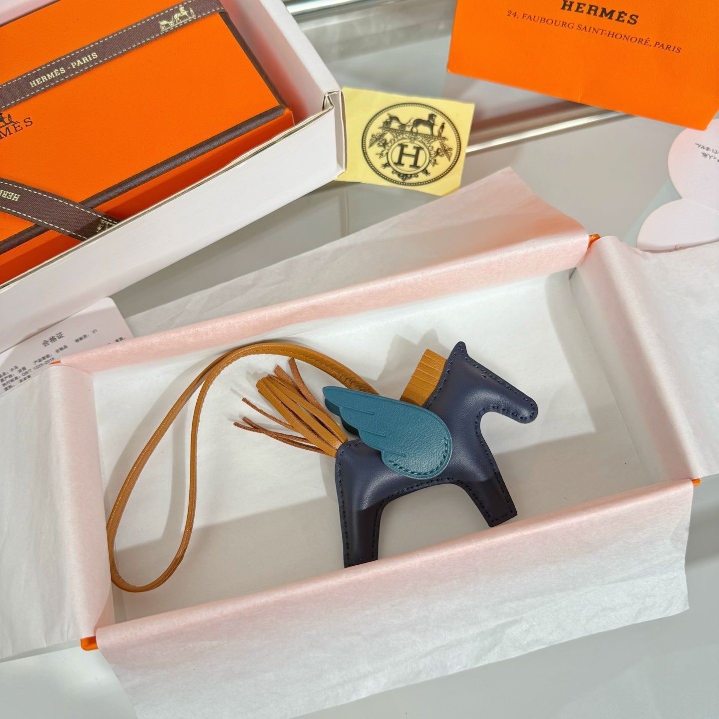 HM Rodeo Pegase PM Charm Navy Blue mix Brown Lambskin