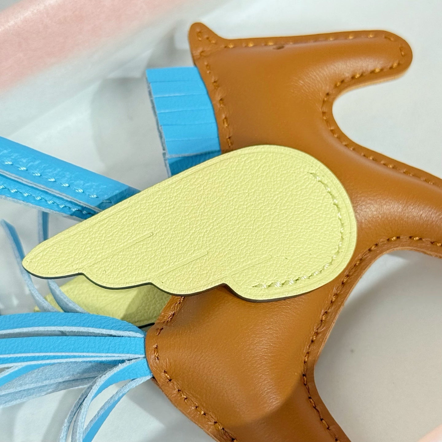 HM Rodeo Pegase PM Charm Brown Blue Yellow Lambskin