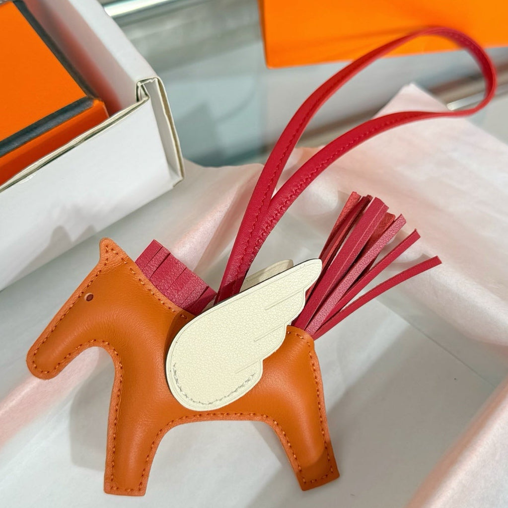 HM Rodeo Pegase PM Charm Red Orange Cream Lambskin