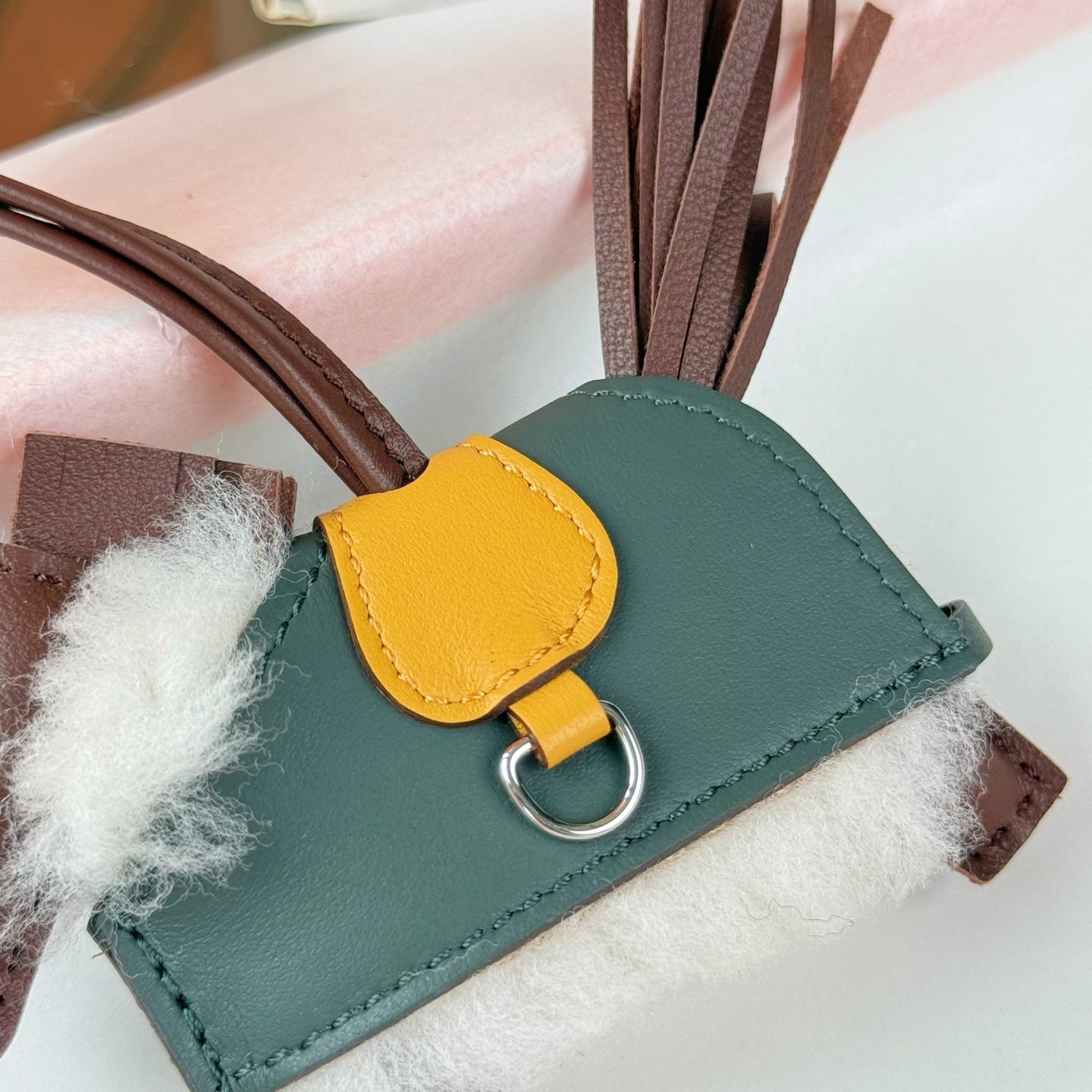 Hermes Rodeo Robeo Coeur Pony Bag Charm Lambswool