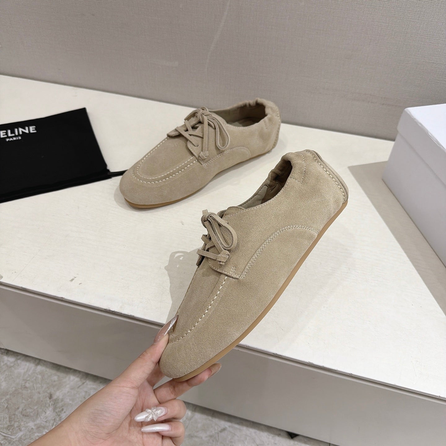 Celine 2026 Birkenstock Lace-Up Loafers Suede 101086