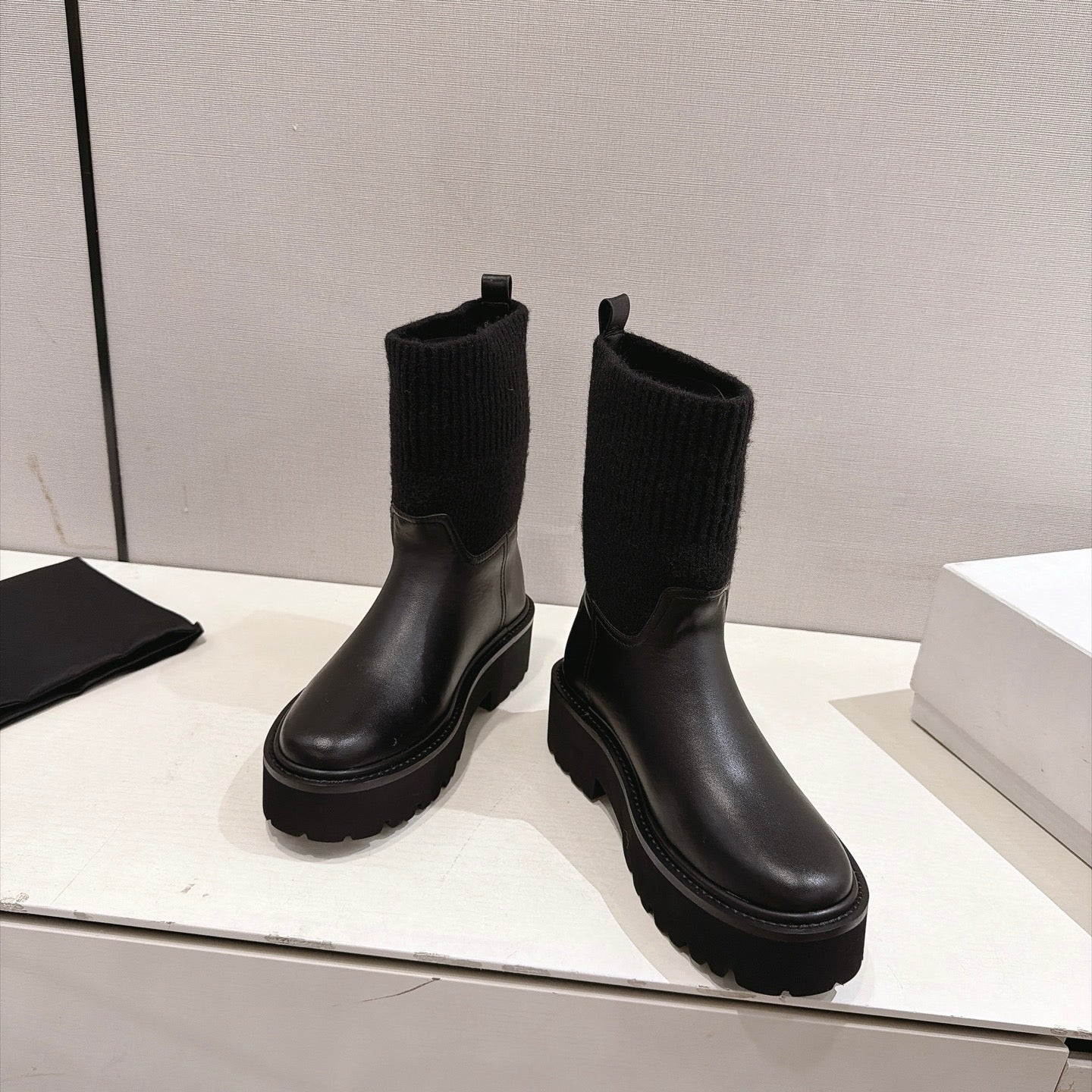 Celine 2026 Chunky Knit Sock Boots Leather 101099