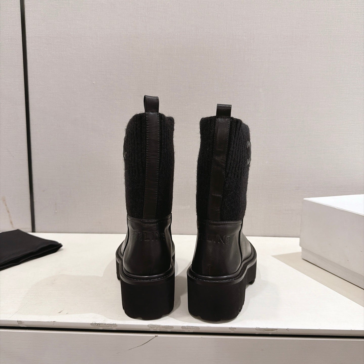 Celine 2026 Chunky Knit Sock Boots Leather 101099