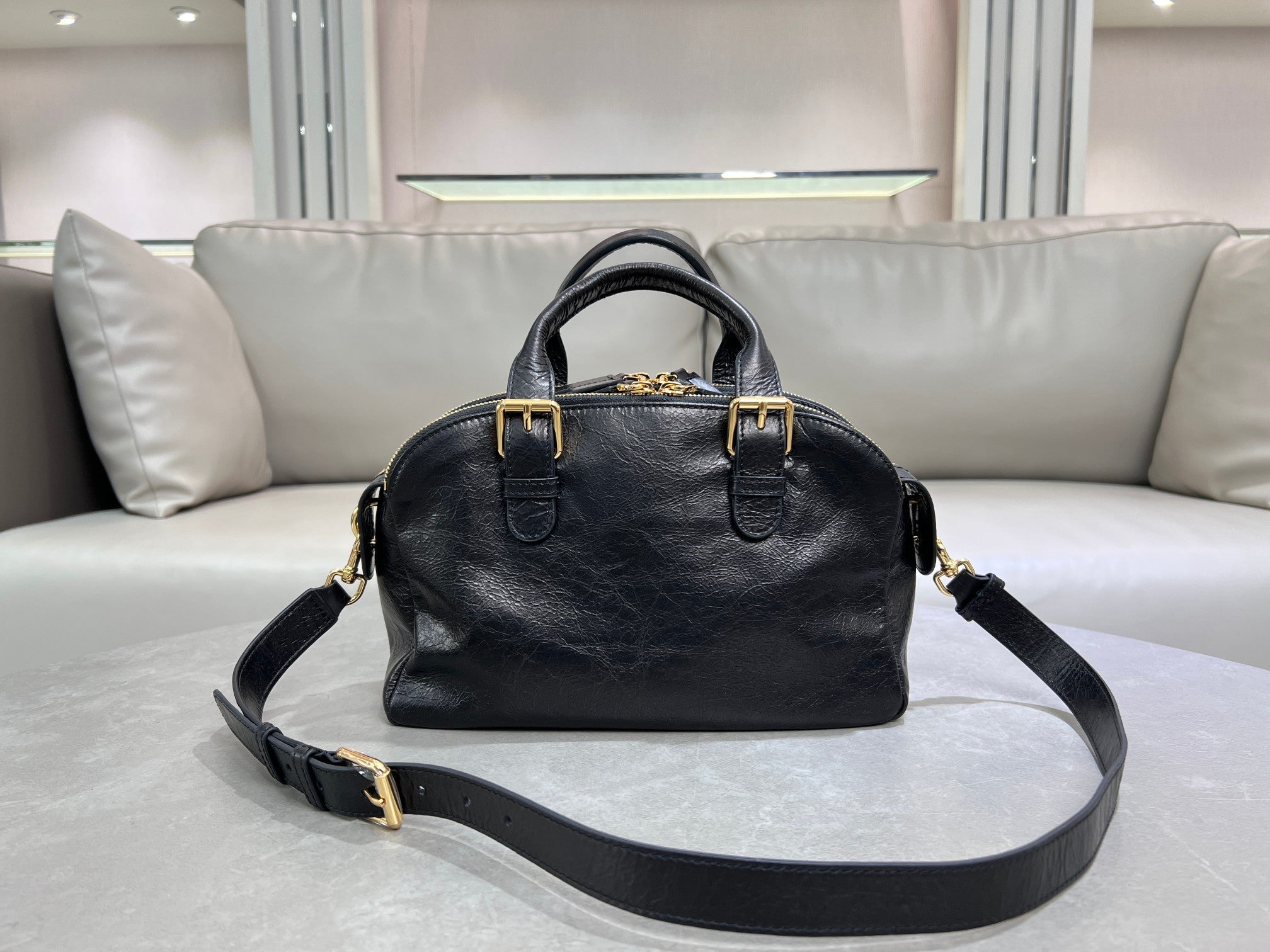 Dior 2026 Grand Tour Bowling Bag 28cm Black Calfskin