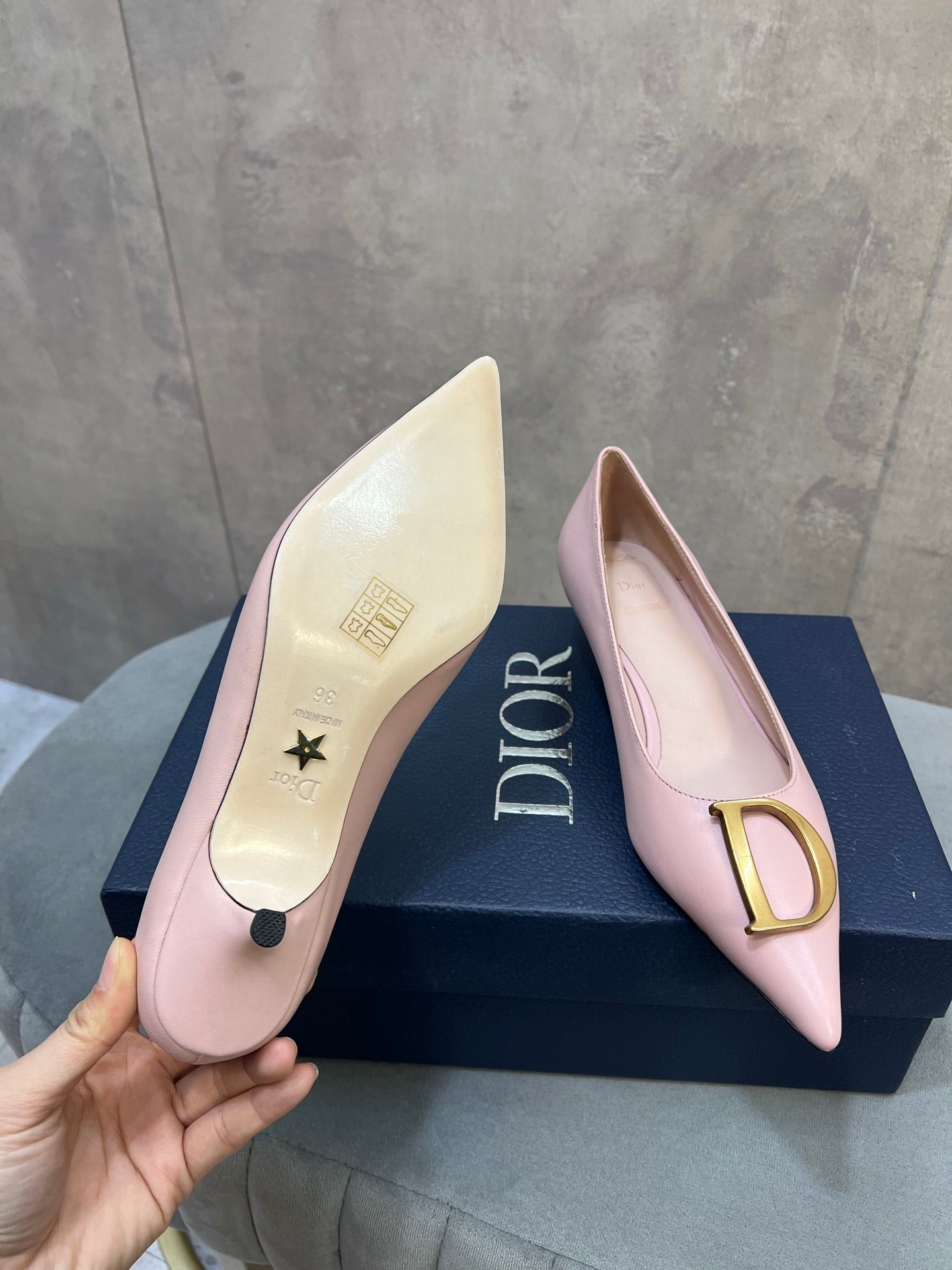 CD 26 High-Heeled 40 Pumps Light Pink Cowhide 594577