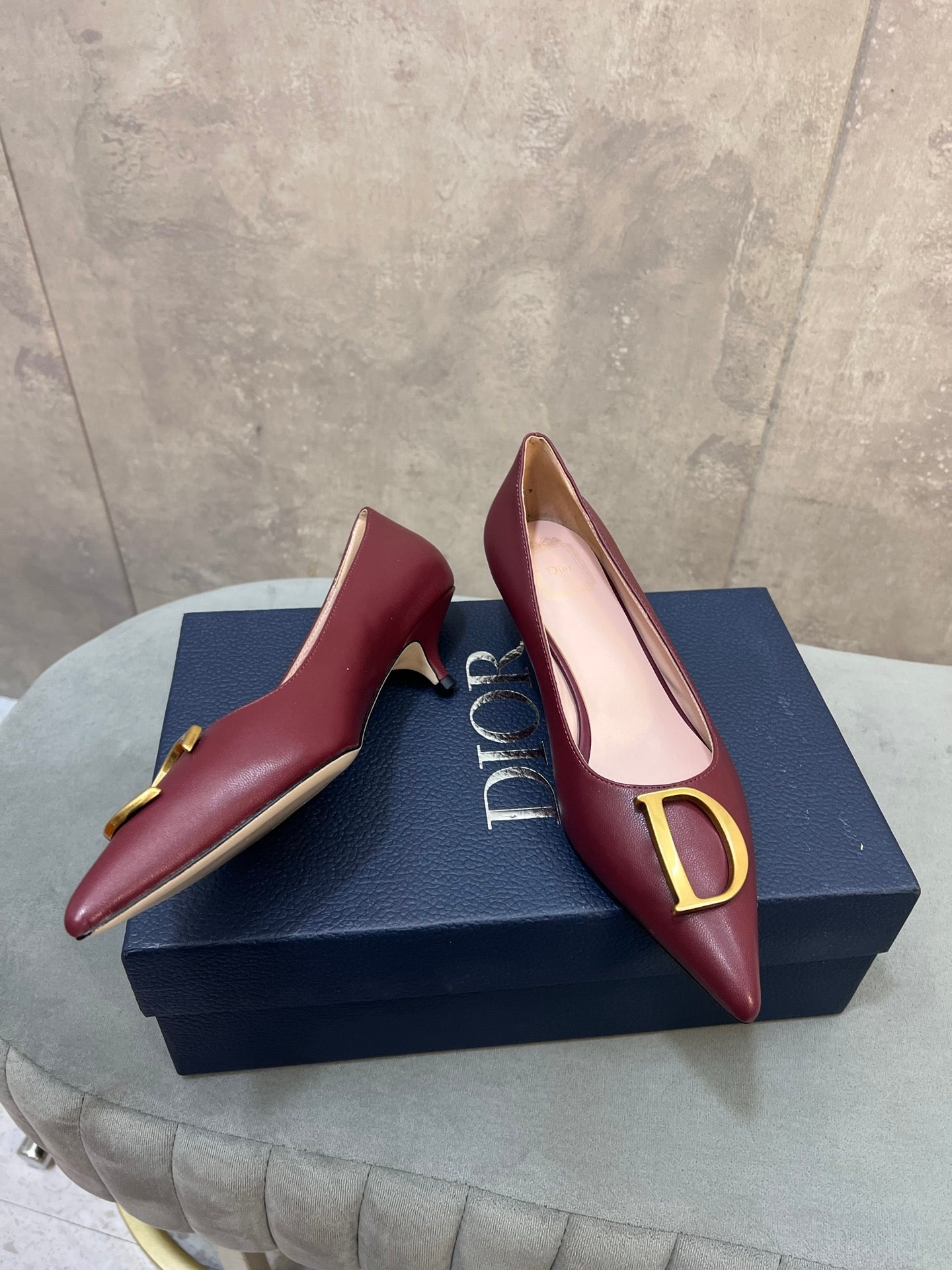 CD 26 High-Heeled 40 Pumps Burgundy Cowhide 594578