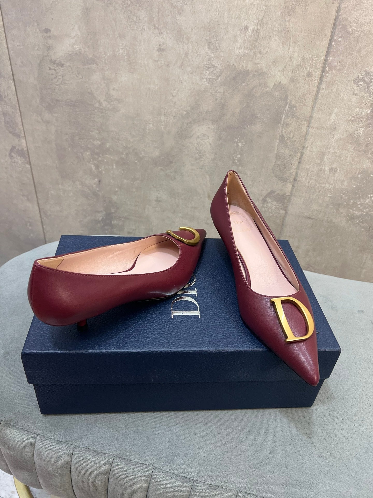 CD 26 High-Heeled 40 Pumps Burgundy Cowhide 594578