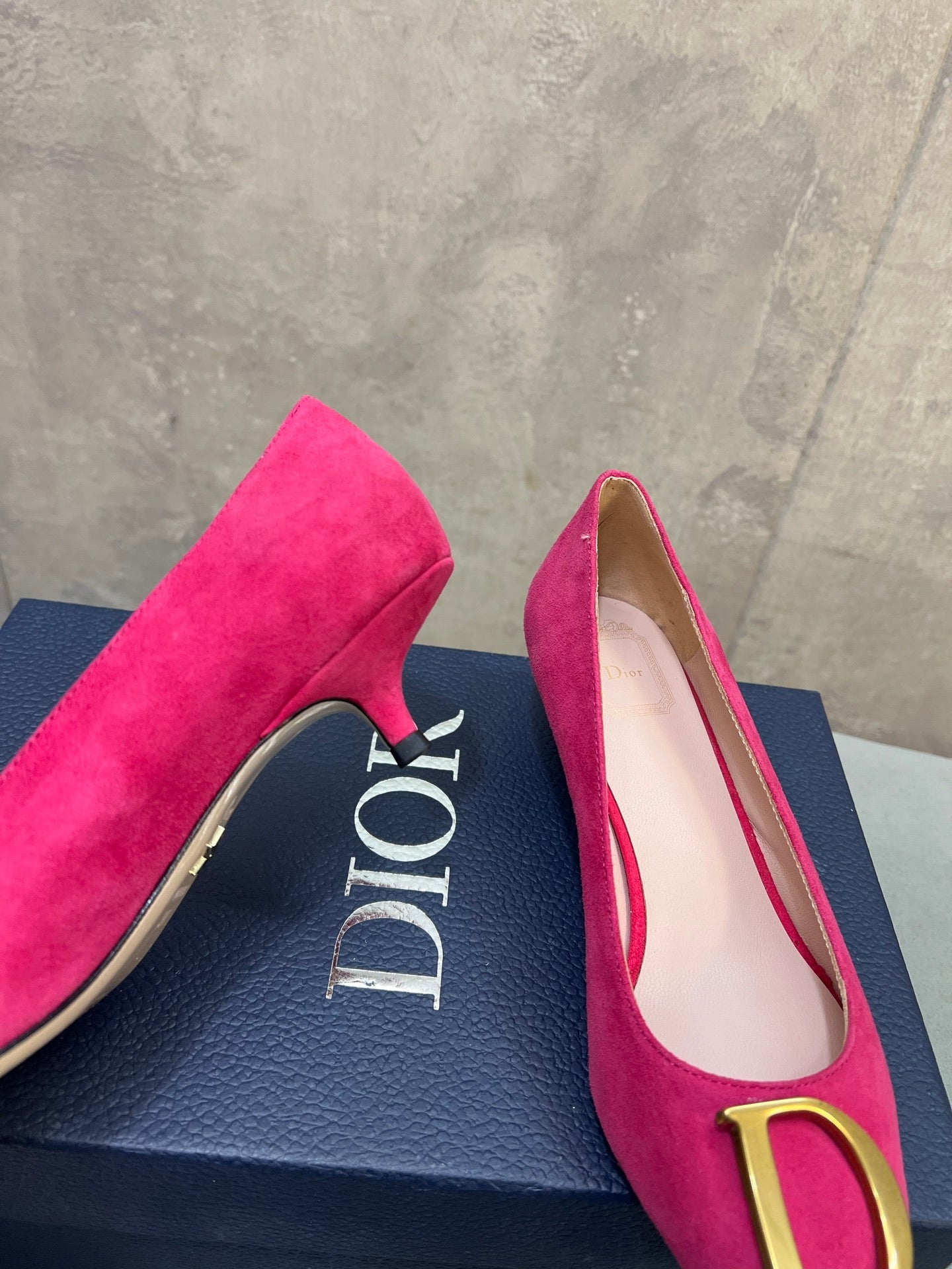 CD 26 High-Heeled 40 Pumps Pink Suede 594580