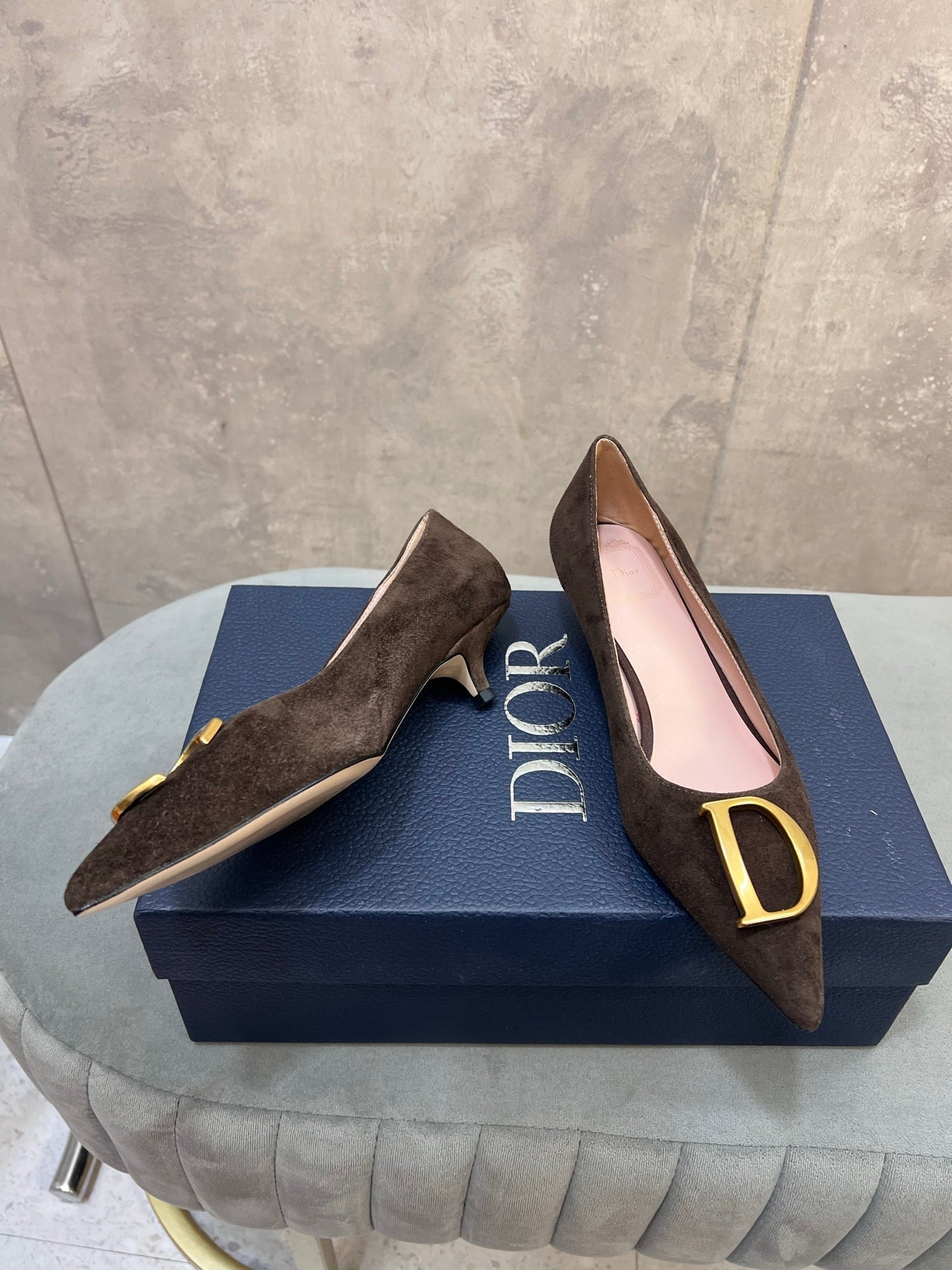 CD 26 High-Heeled 40 Pumps Dark Brown Suede 594582