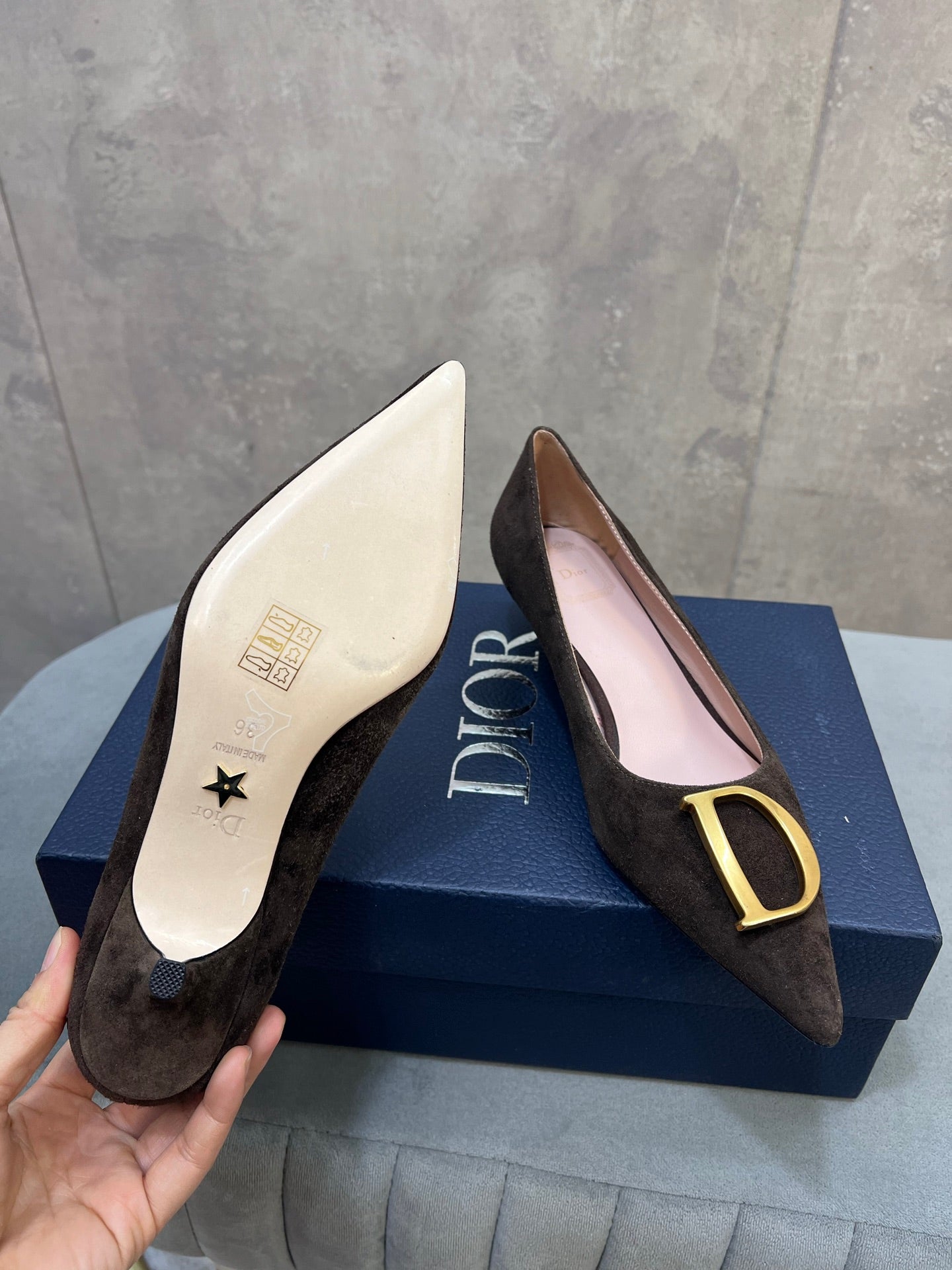 CD 26 High-Heeled 40 Pumps Dark Brown Suede 594582