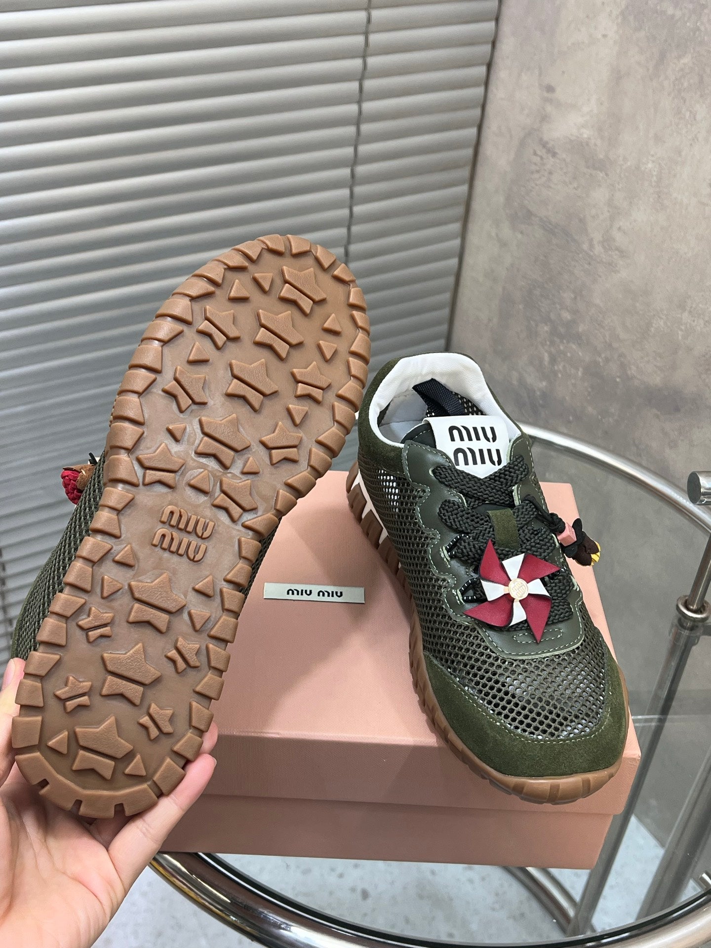 Miumiu 2026 Tyre Sneakers Mesh Suede Leather 952934