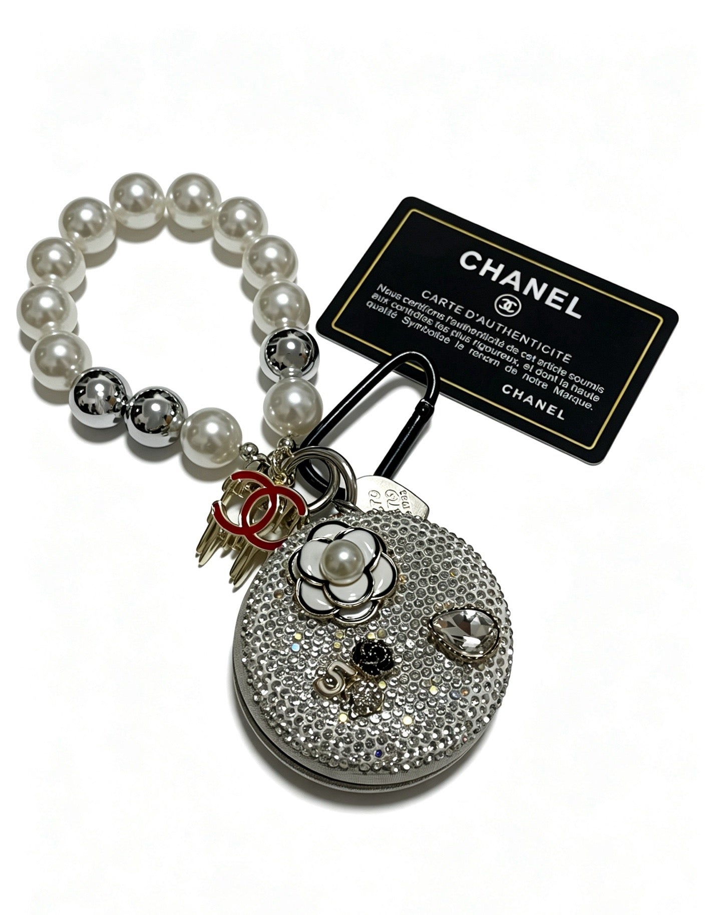 Chanel Rhinestone Camellia Mirror Charm