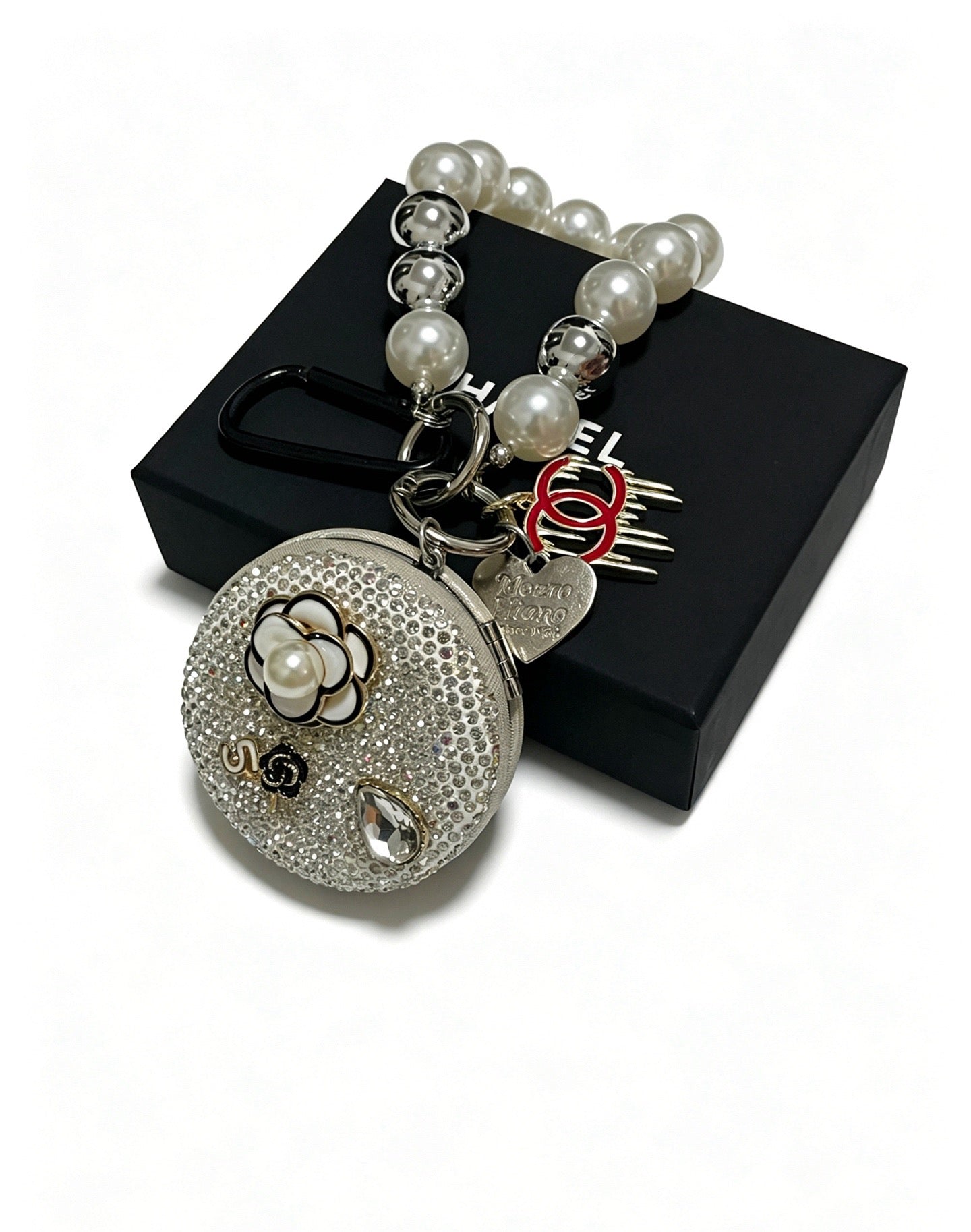 Chanel Rhinestone Camellia Mirror Charm