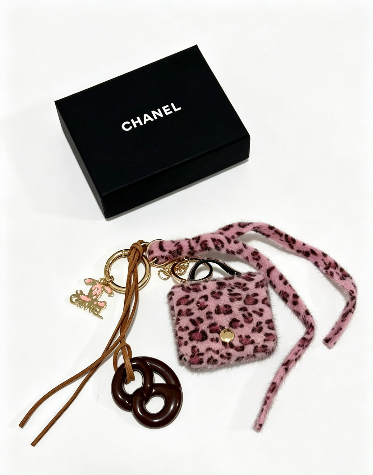 Chanel Pink Leopard Print Bag Charm