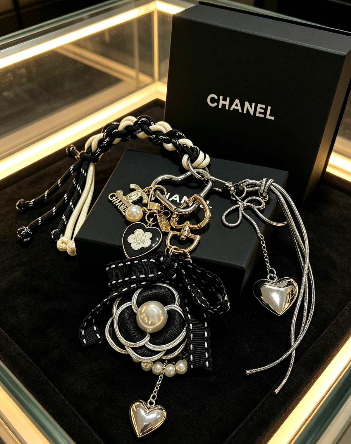 Chanel Black Camellia Flower Charm