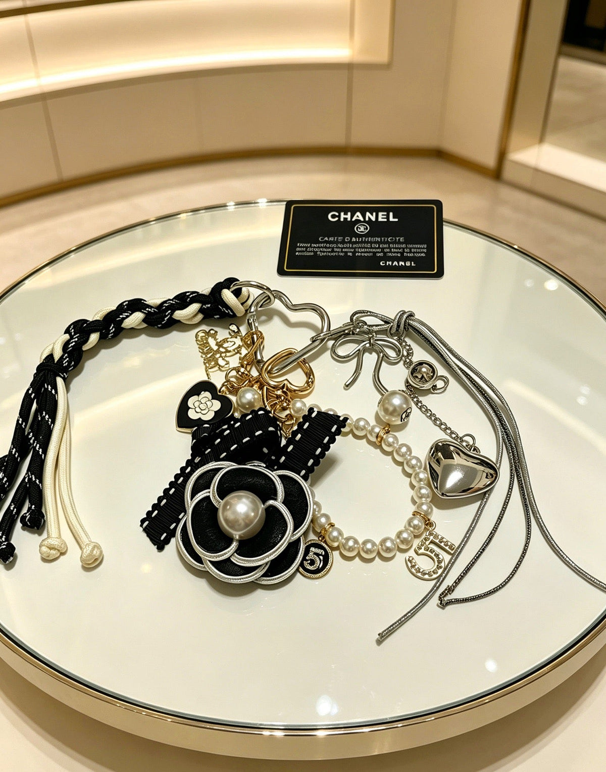 Chanel Black Camellia Flower Charm