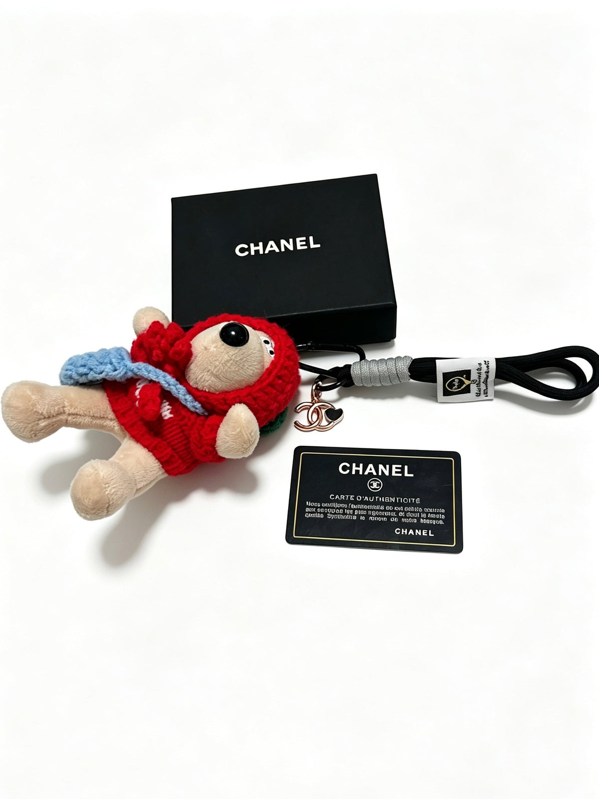 Chanel Red Mix Beige Teddy Bear Charm