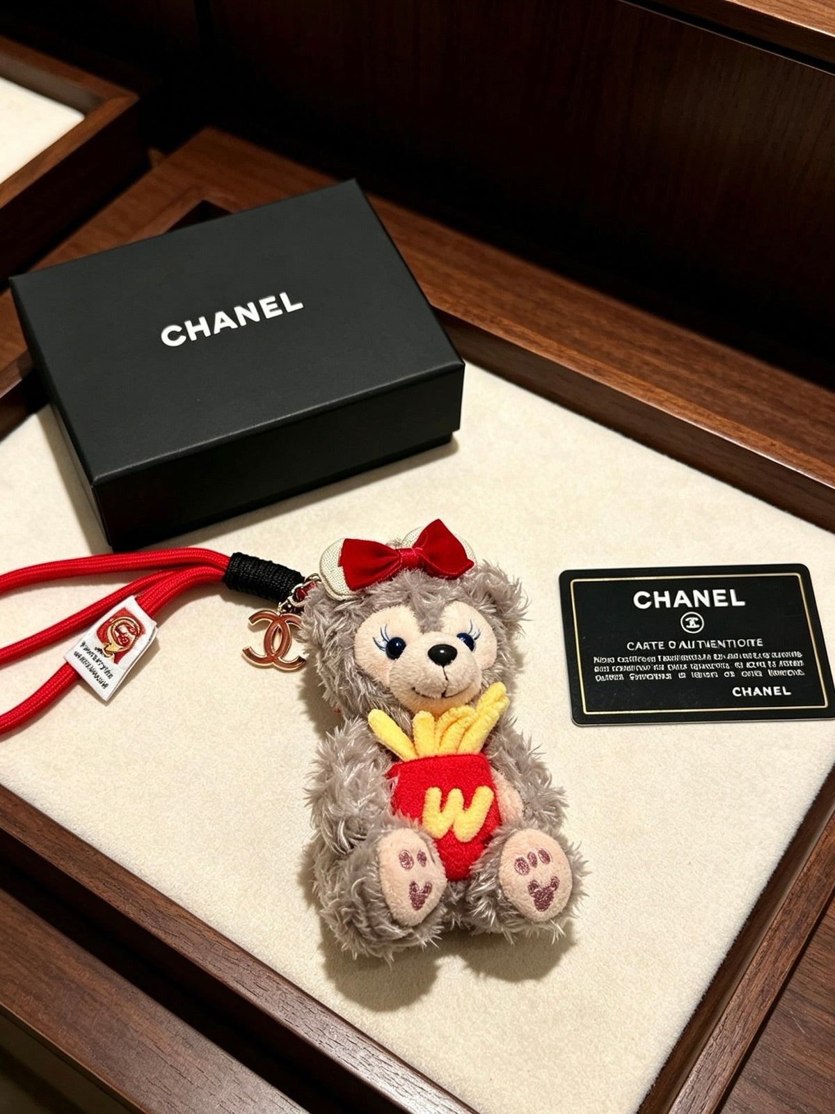 Chanel Plush Bear Charm With Potato Chips