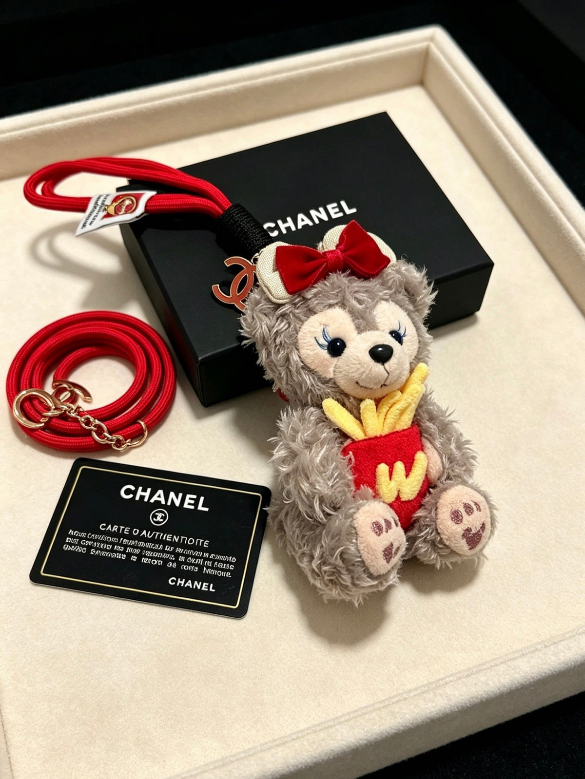 Chanel Plush Bear Charm With Potato Chips