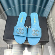 mule sandal quilted cloud blue calfskin