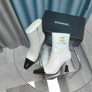 CC Ankle Boots White Cowhide And Lambskin
