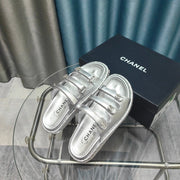 CC 25C Sandal Triple Straps Silver Calfskin