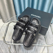 CC 25C Sandal Triple Straps Black Calfskin