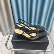 Slingback 50 Black Mesh Calfskin Pointed Toe