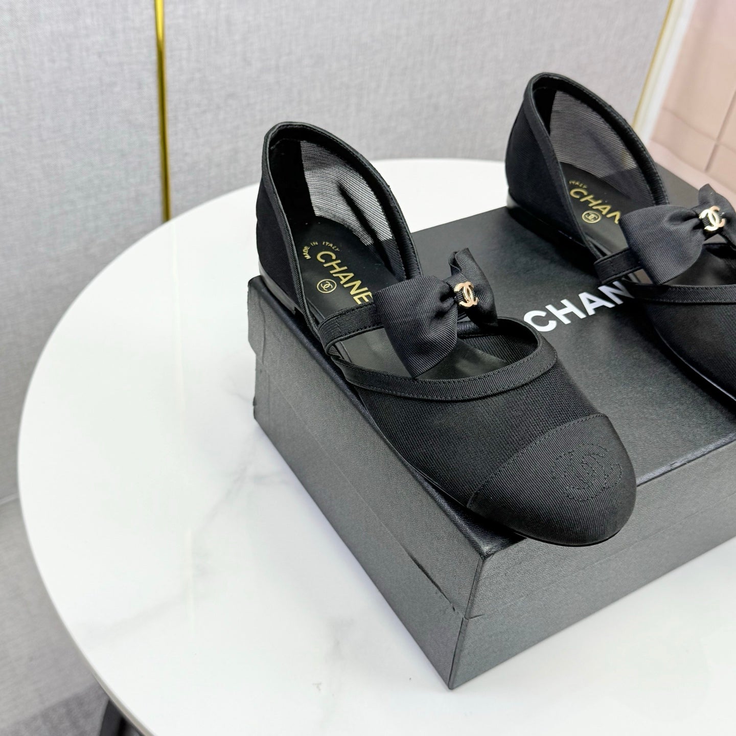 Chanel 2026 Mary Jane Shoe Black Mesh Leather 407980