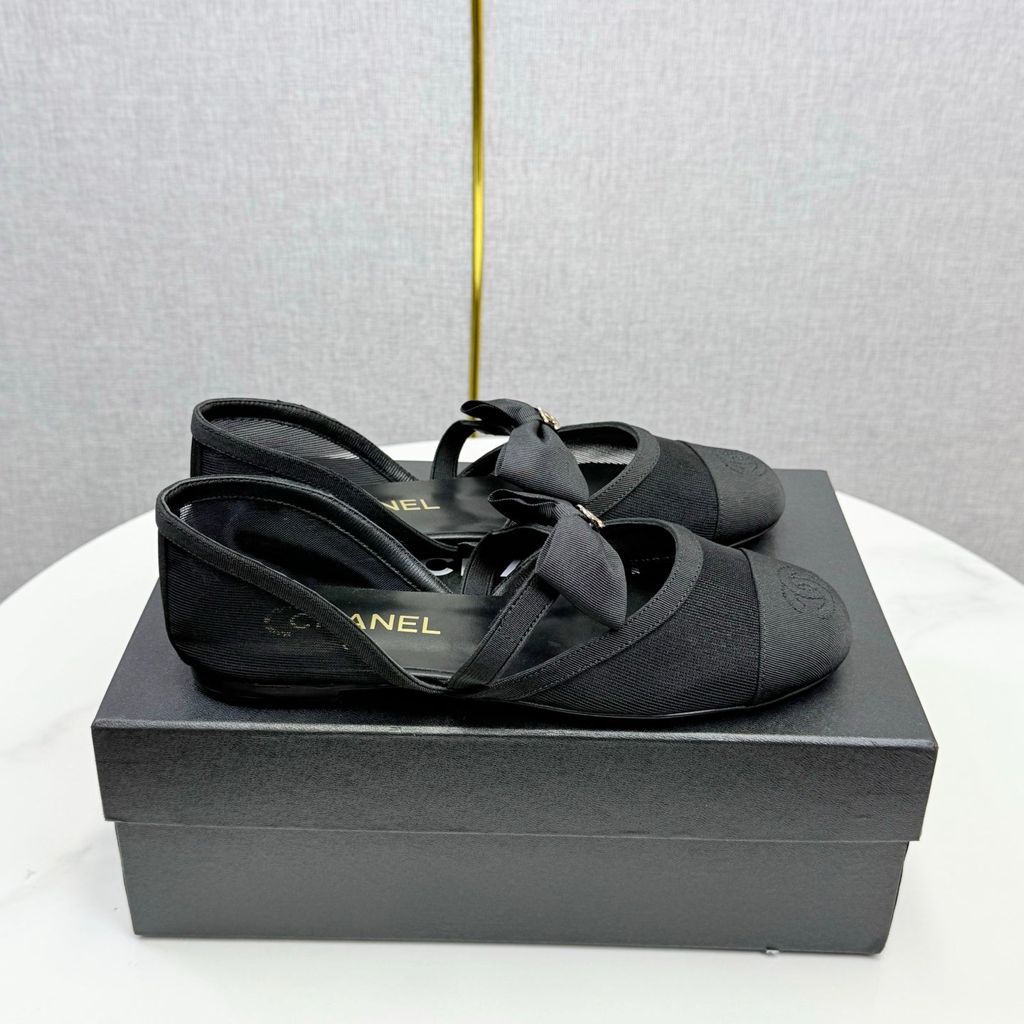 Chanel 2026 Mary Jane Shoe Black Mesh Leather 407980
