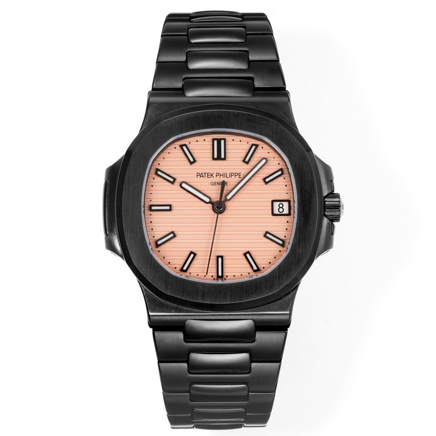 Patek Philippe Nautilus 5711 Peach Pink Dial Black Case Watch