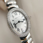 Baignoire Stainless Steel White Dial Diamond Bezel
