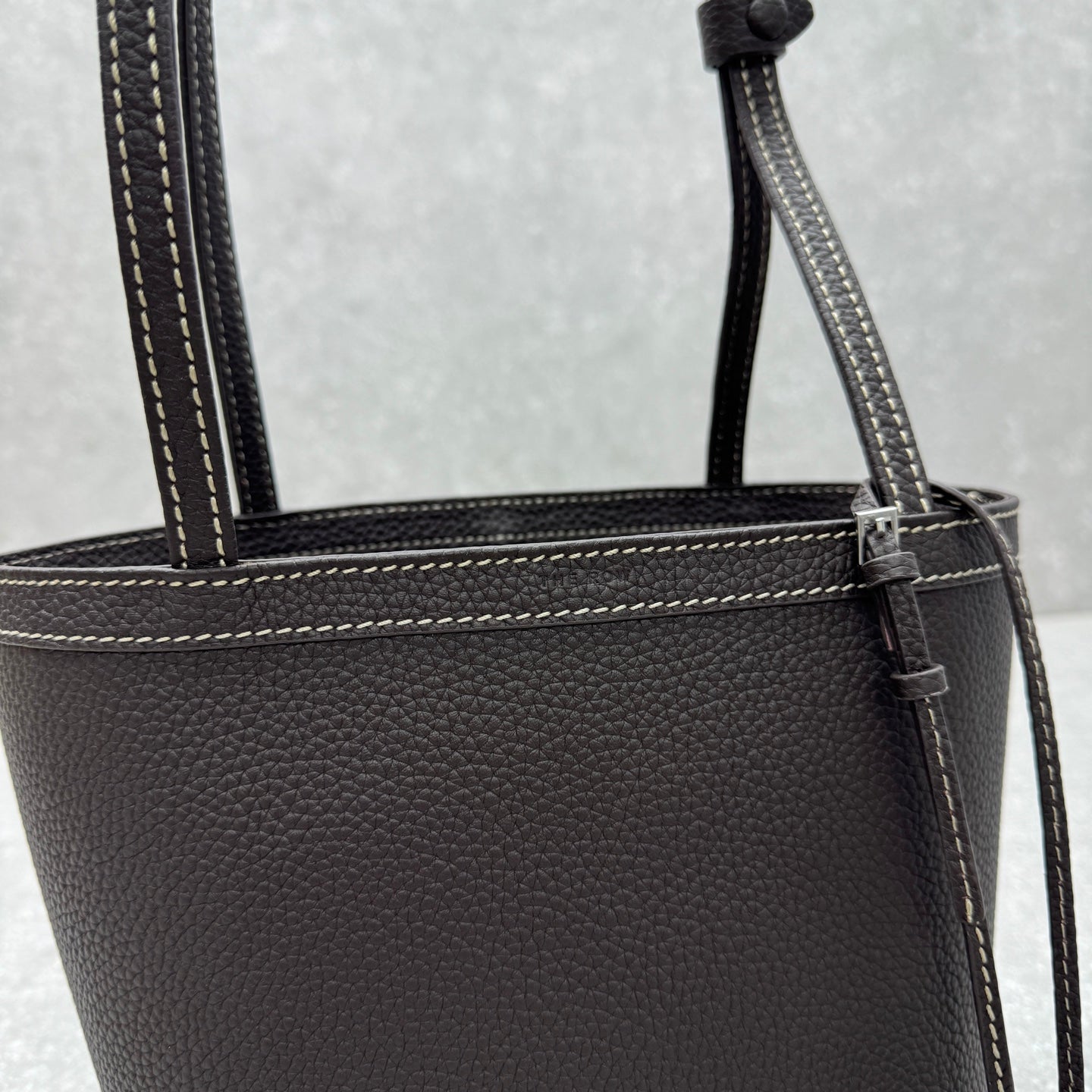The Row 2025 Park Tote Stitch Bag Dark Brown 22cm Leather