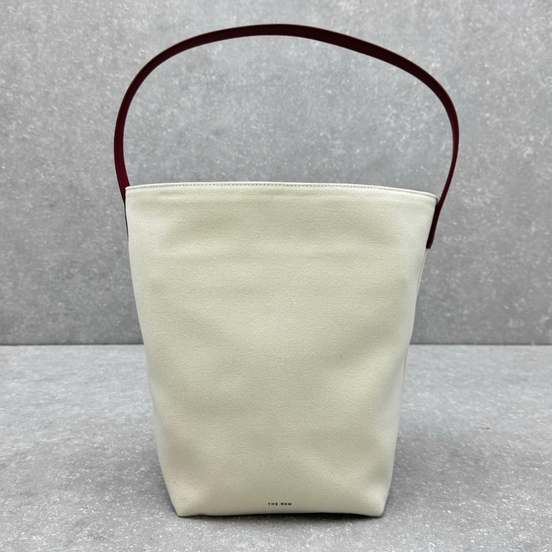 The Row 2025 N/S Park Tote Bag 30cm White Leather Canvas