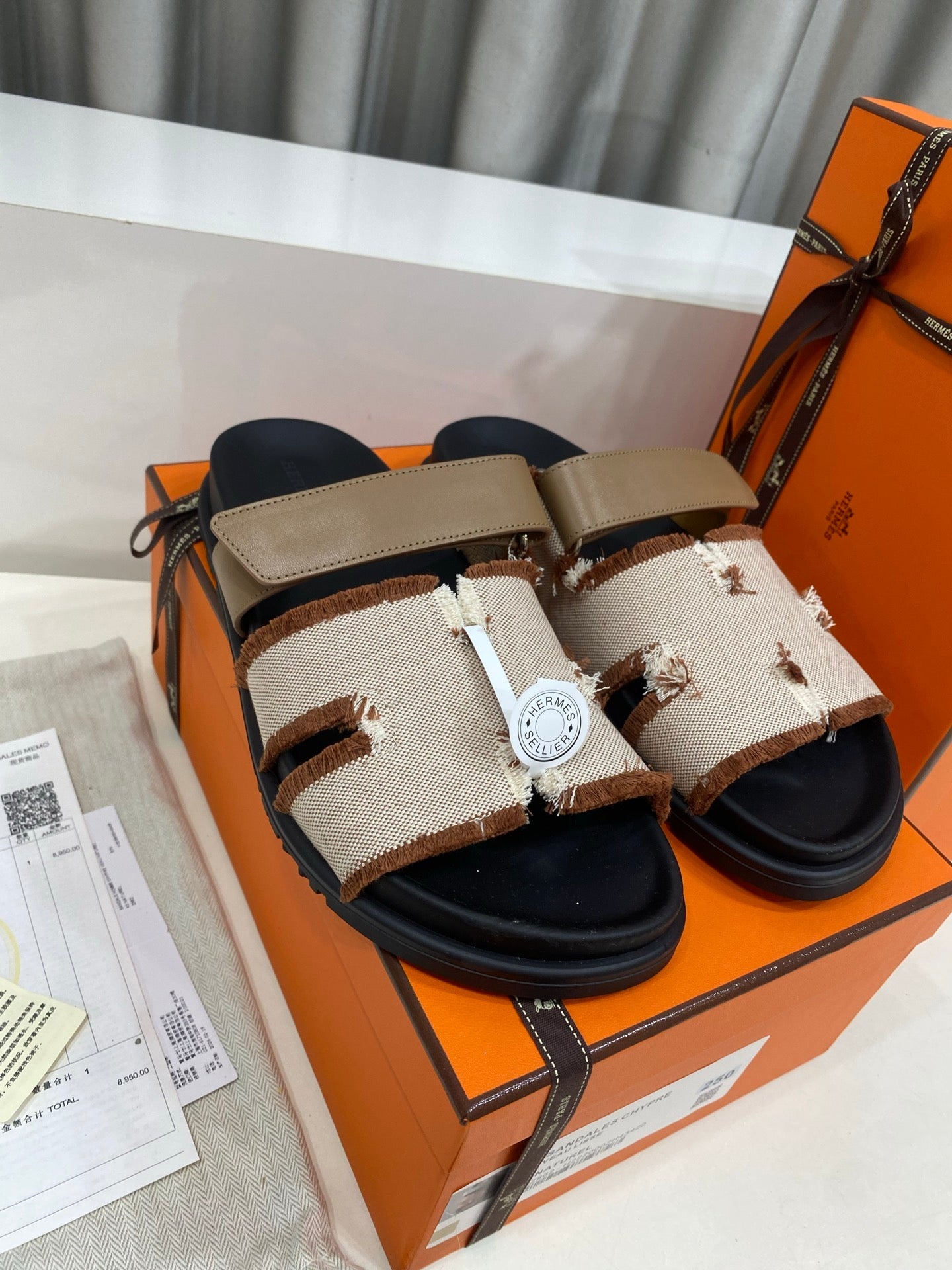 Hermes 2026 Chypre Sandal Canvas Calfskin 957513