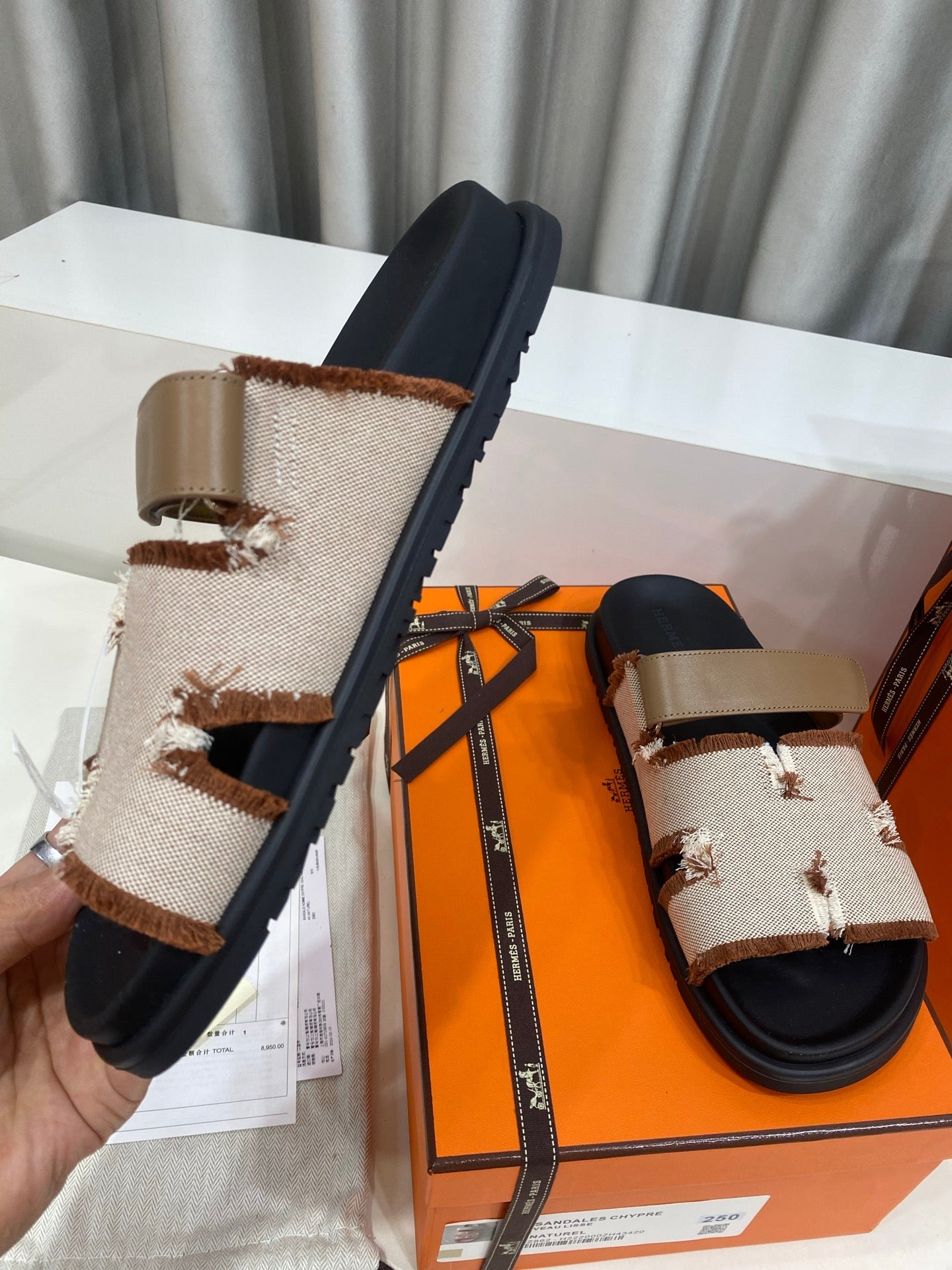 Hermes 2026 Chypre Sandal Canvas Calfskin 957513
