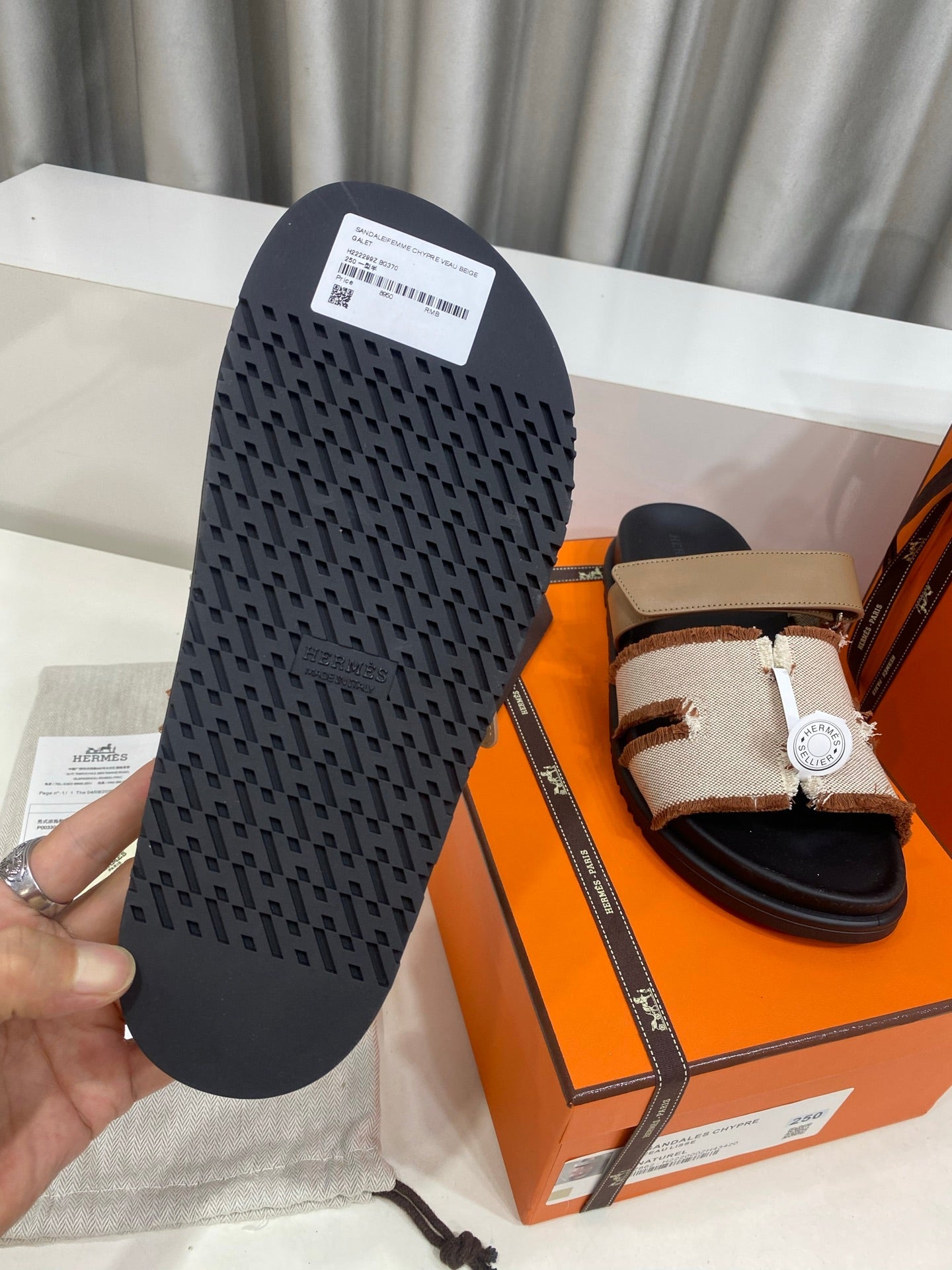 Hermes 2026 Chypre Sandal Canvas Calfskin 957513