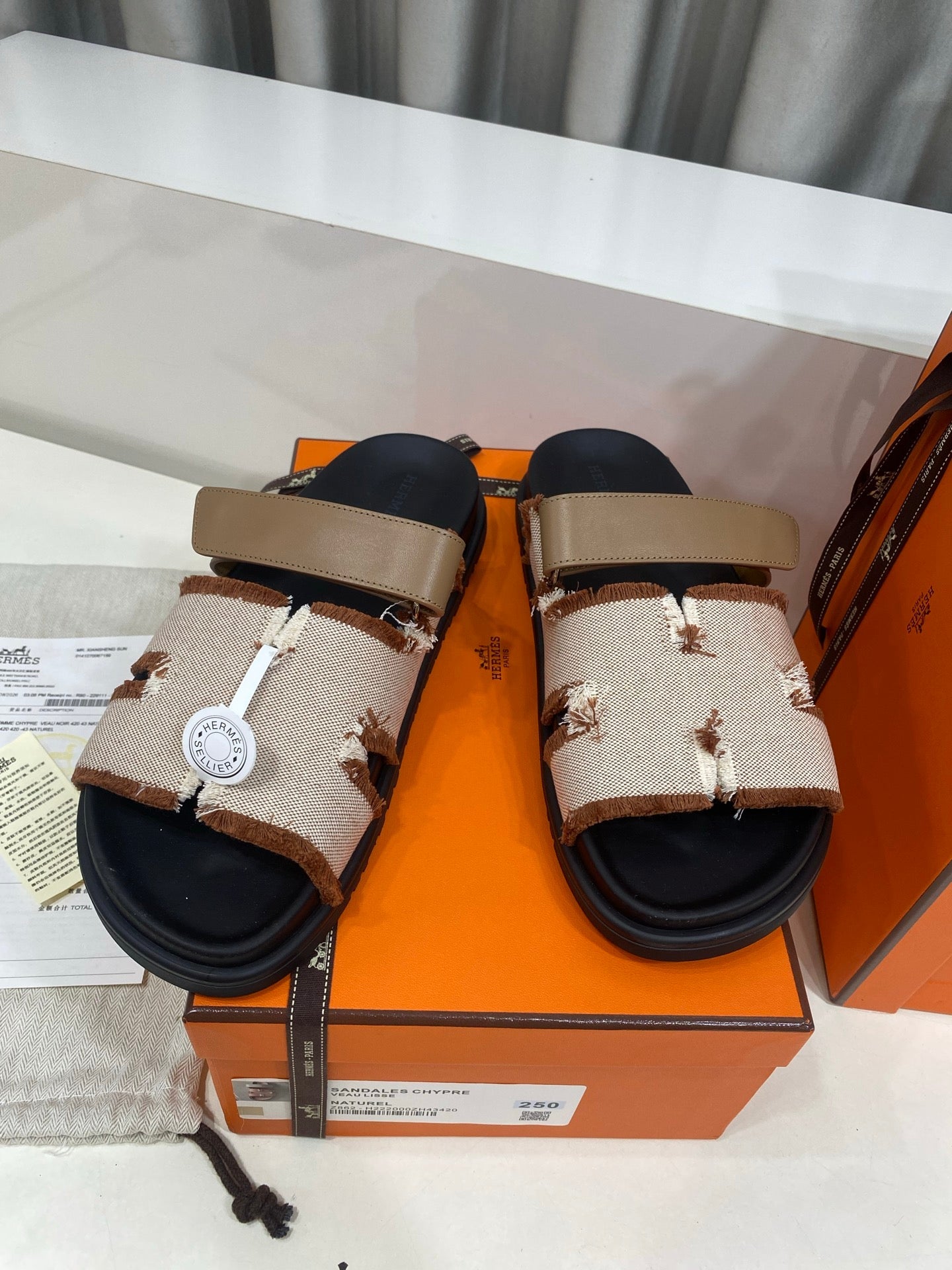 Hermes 2026 Chypre Sandal Canvas Calfskin 957513