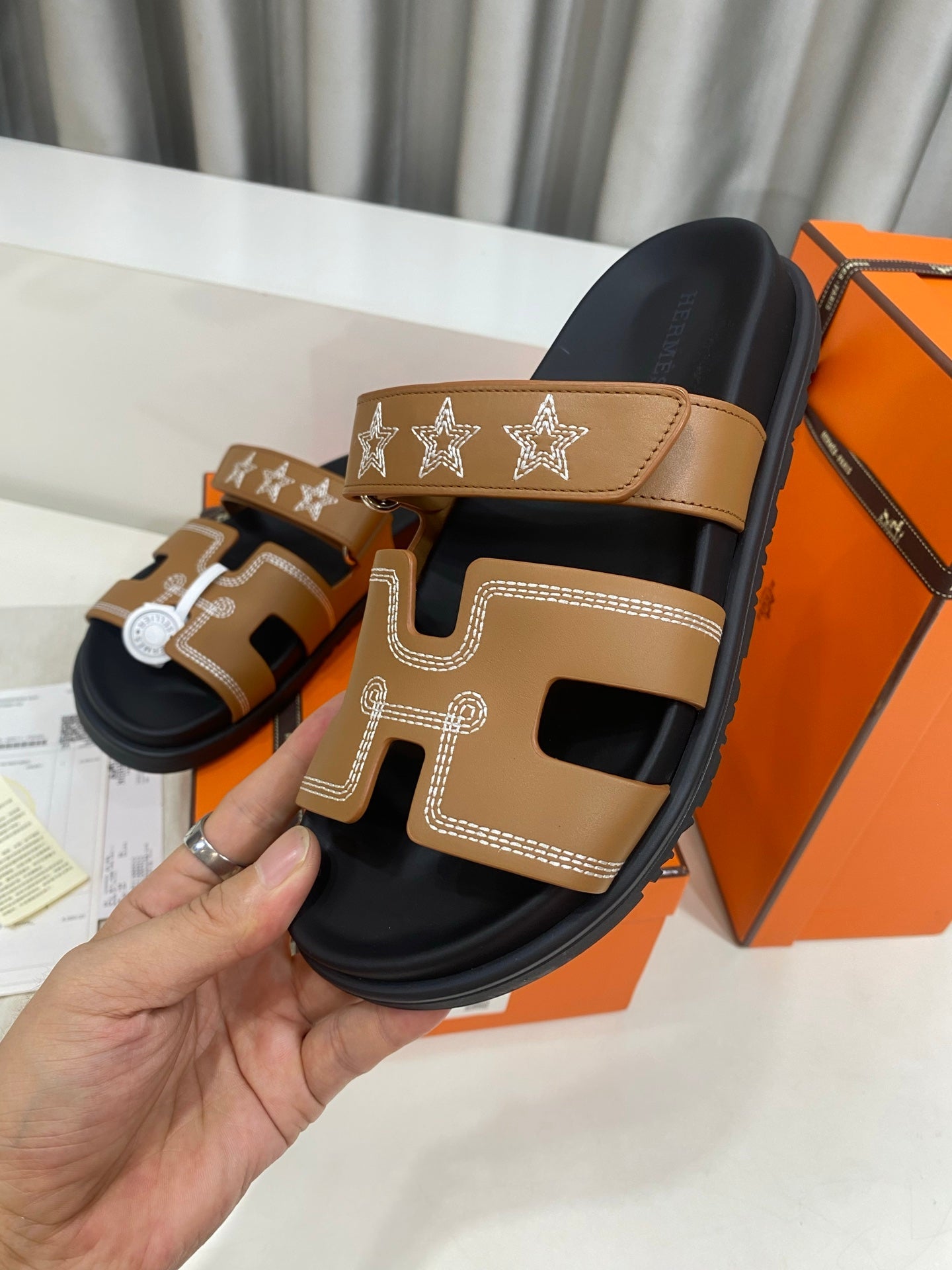 Hermes 2026 Chypre Sandal With Star Embroidery Calfskin 957512