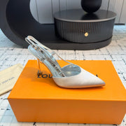 LV Blossom Slingback Pump 95mm White Lambskin